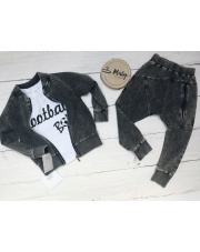 Spodnie z przeszyciami dekatyzowane 92-146 black suwak