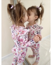 Komplet bluzka spodnie dla dziewczynki misie 86-116 z koronką