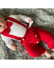 Komplet z szelkami dla chłopca 62-86 czerwona krata