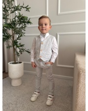 Komplet elegancki z kamizelką 62-146 szary